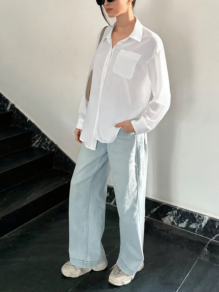 White Solid Sheer Shirt