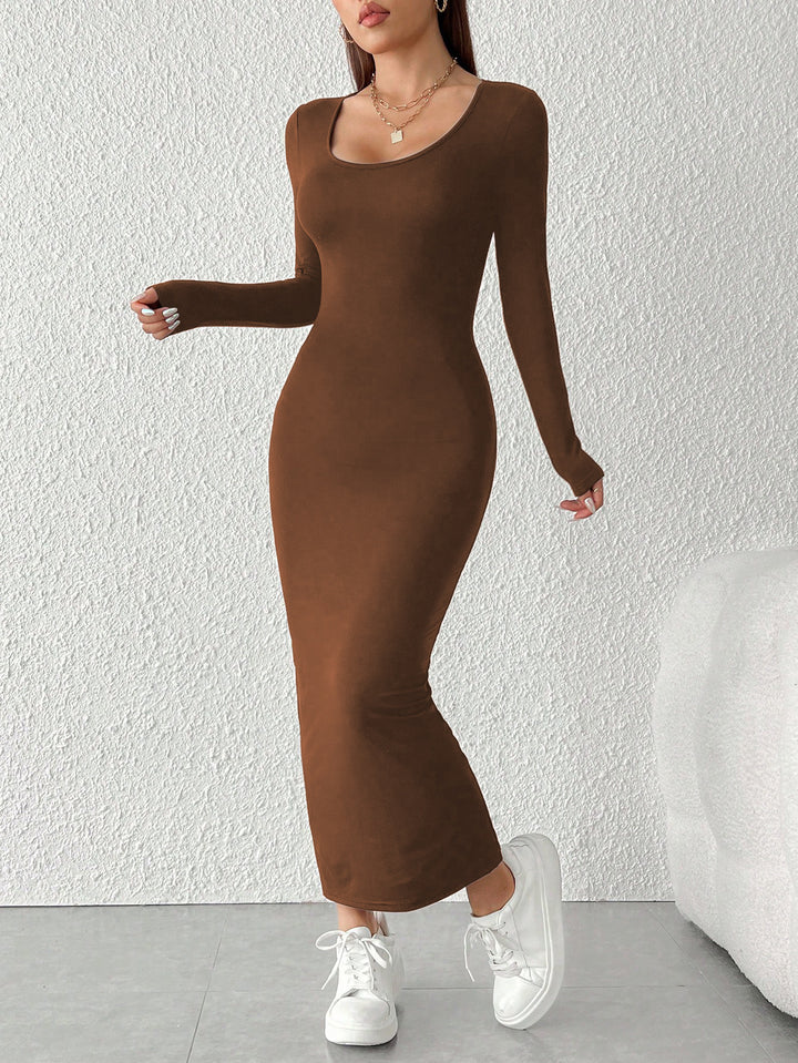 Brown Full Sleeve Round Neck Sleeve