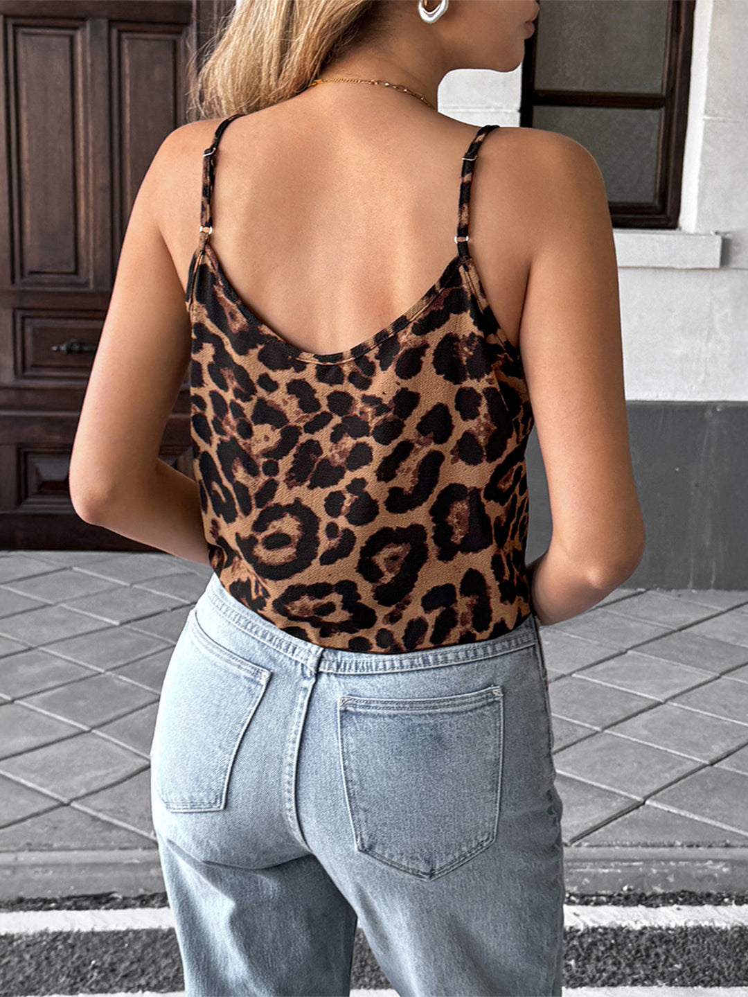 Brown Printed Tie-Up Cami Top