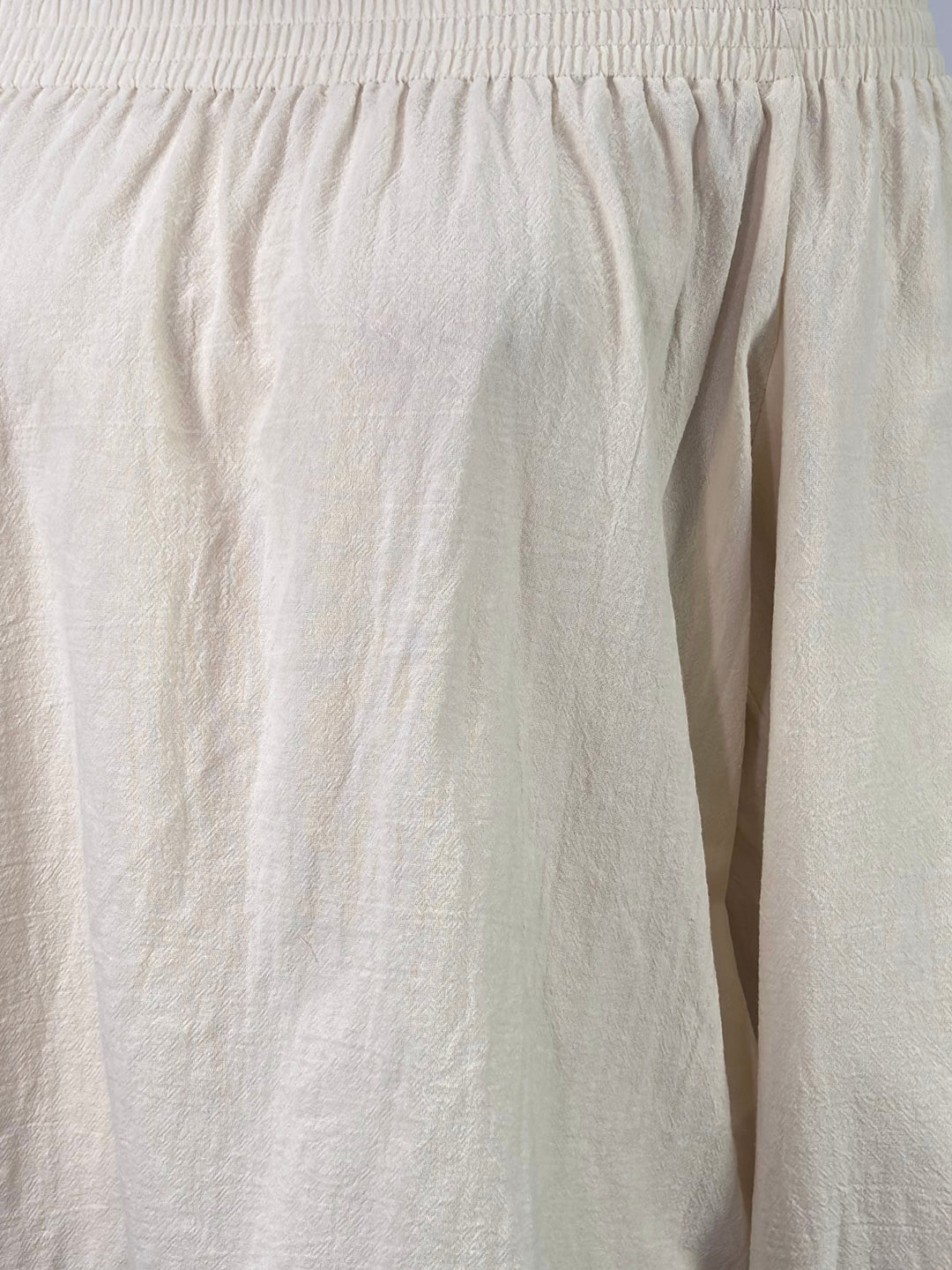 Off White Off Shoulder Balloon Sleeve