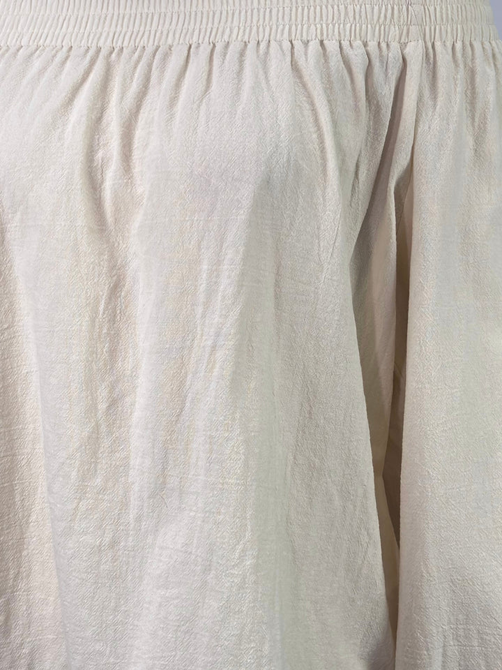 Off White Off Shoulder Balloon Sleeve