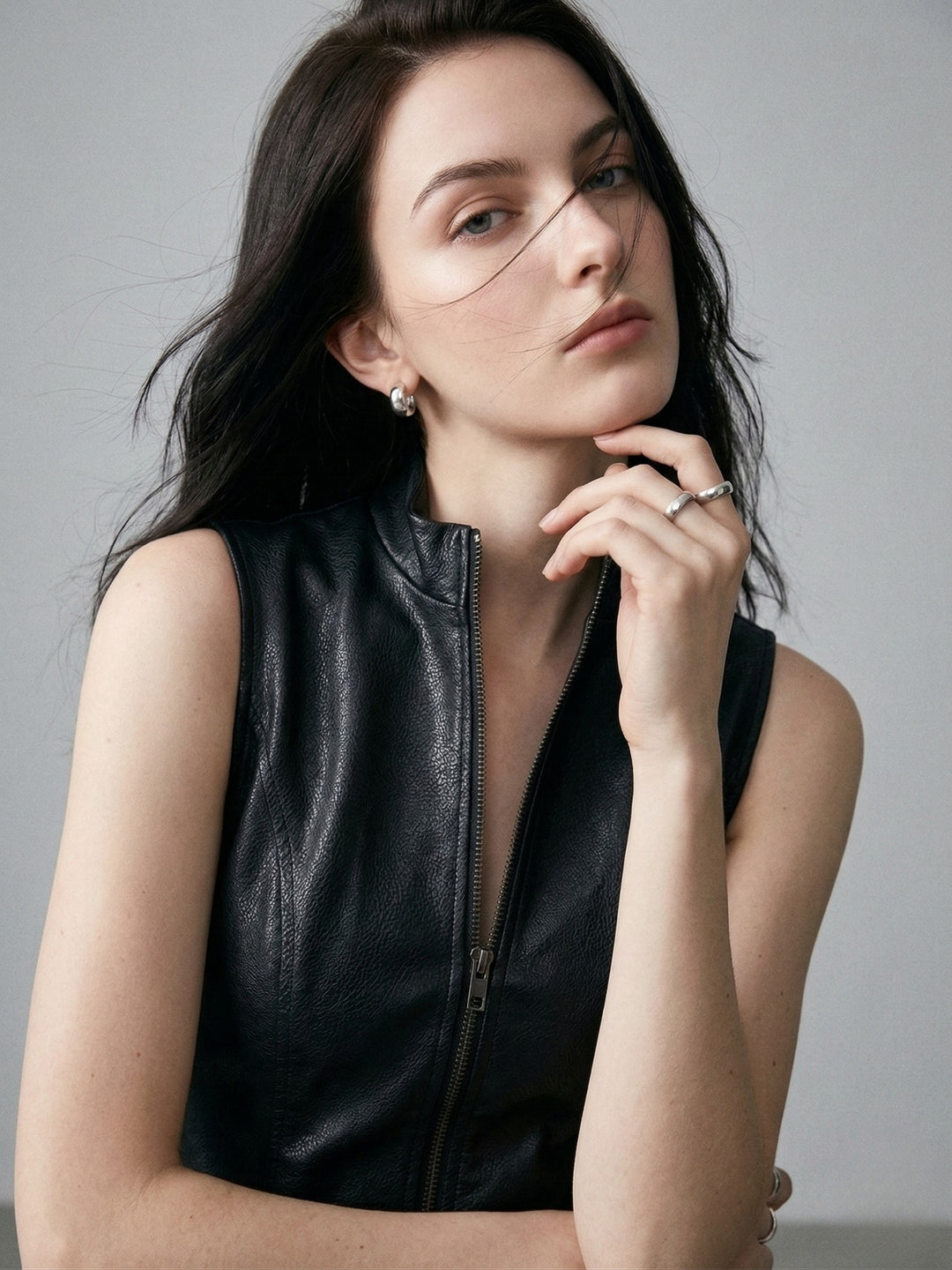 Black Sleeveless Fitted Pu Dress