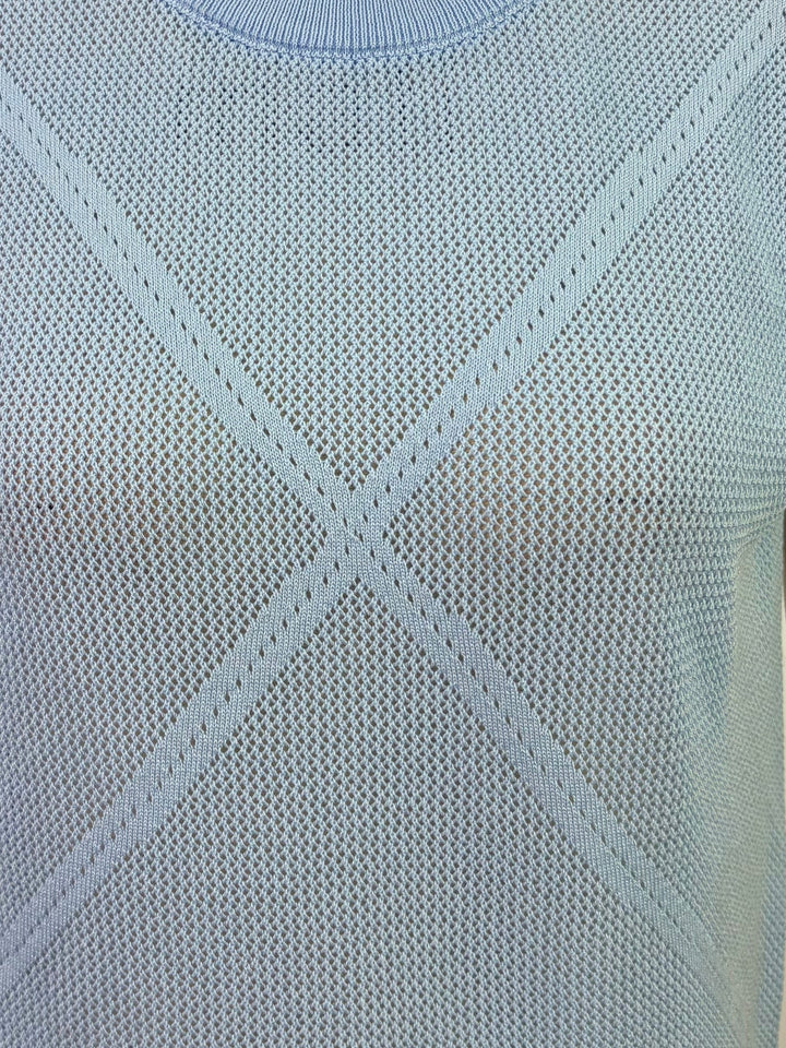 Blue High Neck Extened Sleeved Top