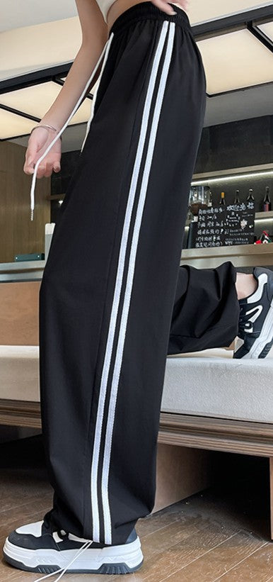 Black Stripe Drawstring Joggers