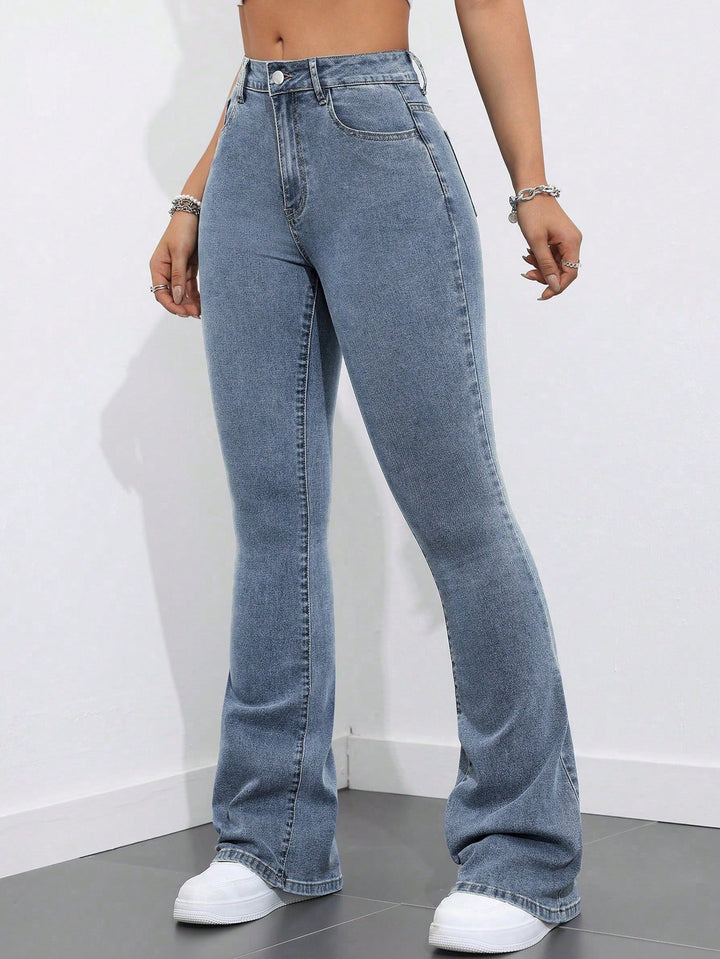 Grey Washed And Tinted Flared Denims