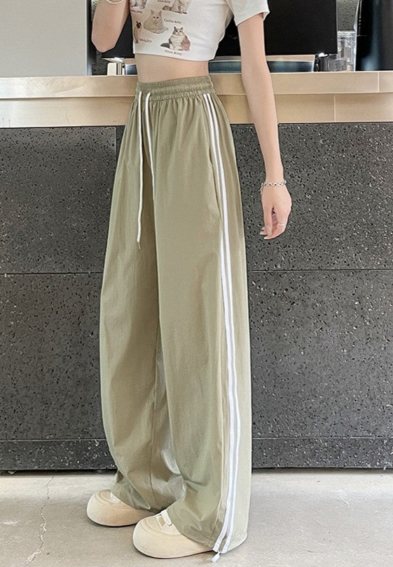 Khaki Stripe Drawstring Joggers