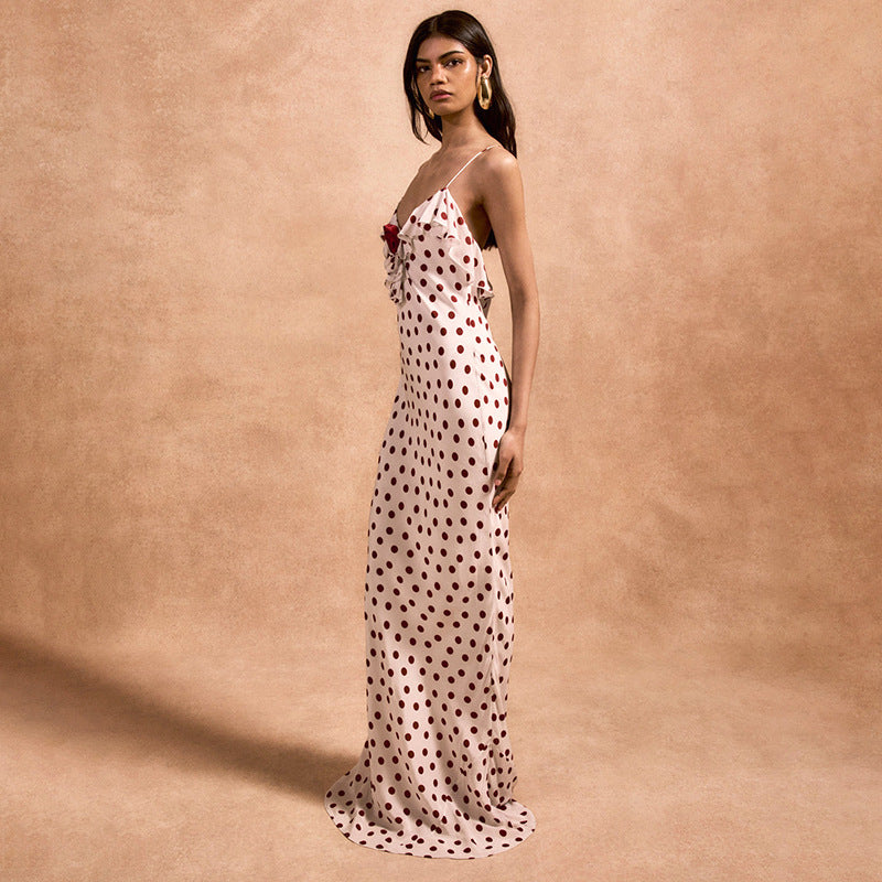 Polka Dots Fitted Deep Back Dress