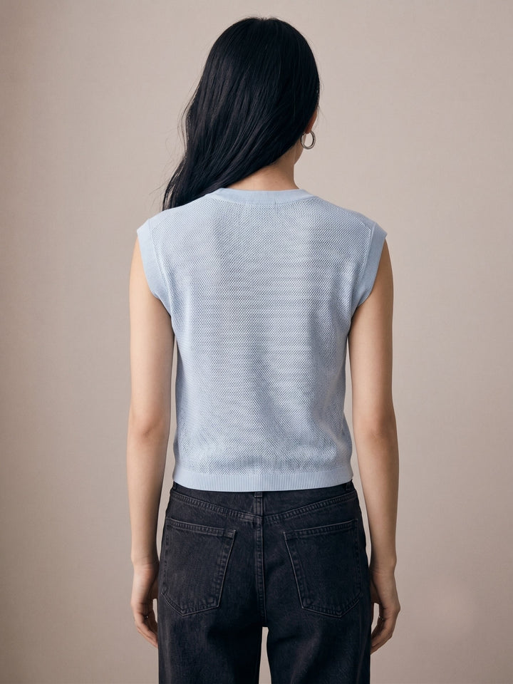 Blue High Neck Extened Sleeved Top