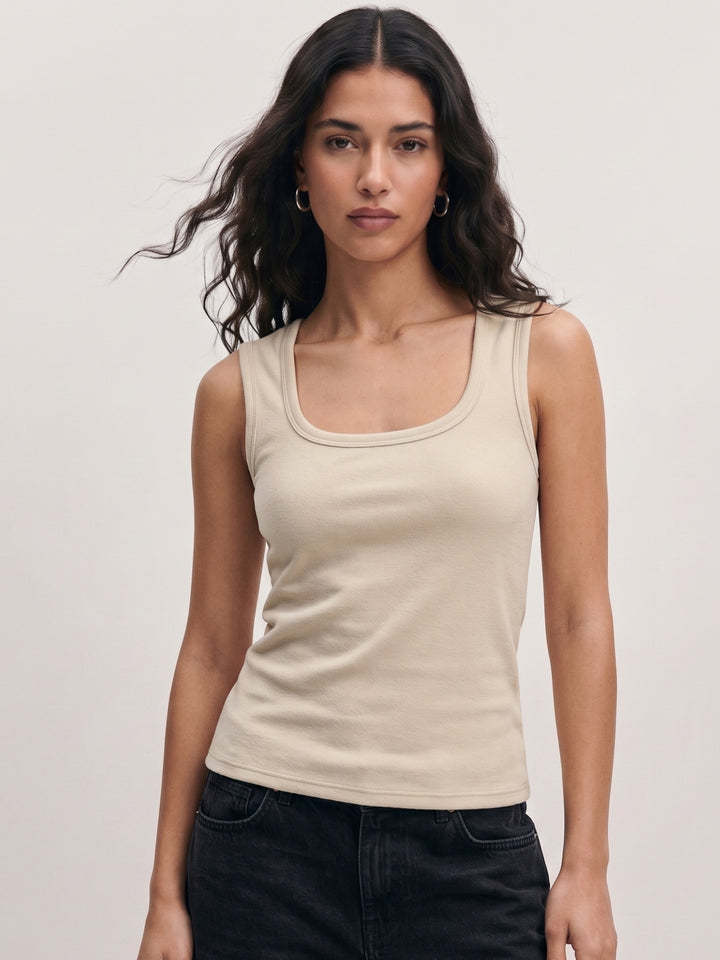 Charcoal Scoop Neck  Tank Top