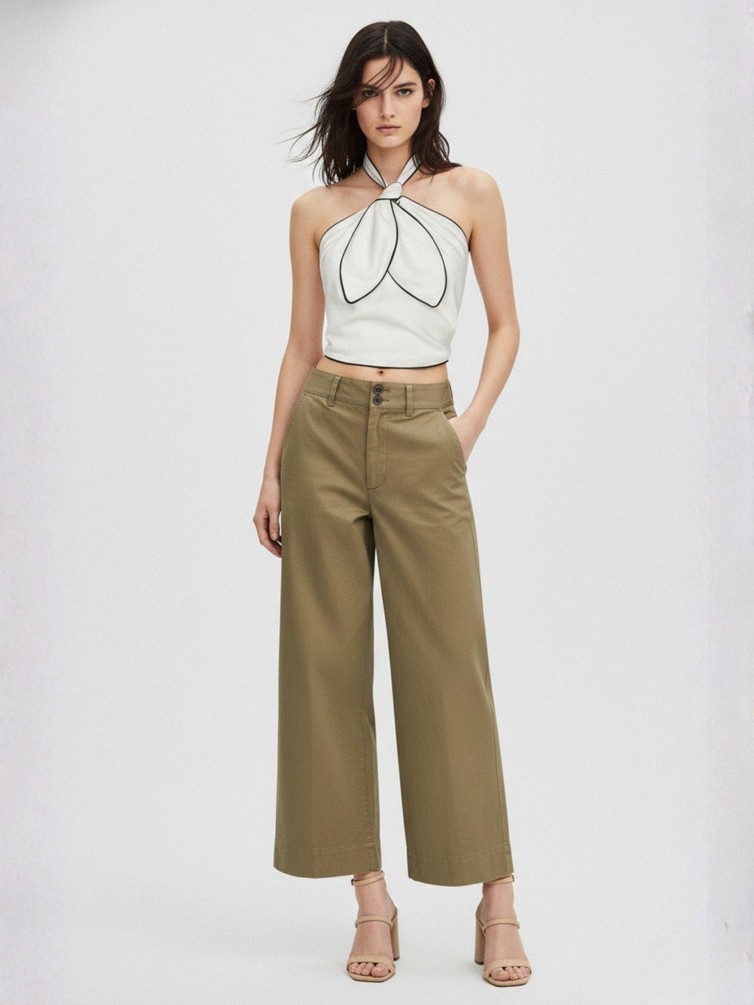 Brown Tapered Fit High-Rise