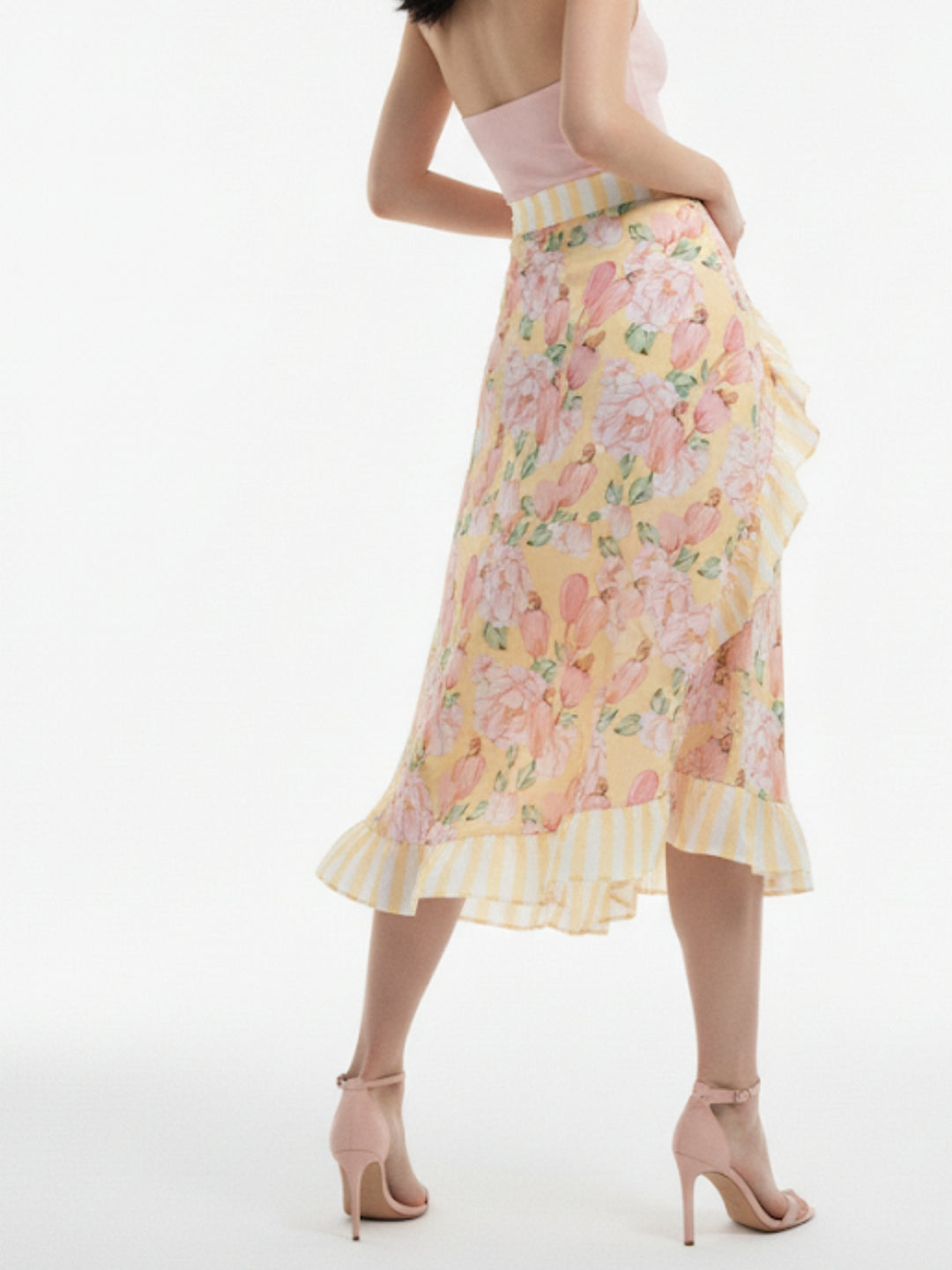 Yellow High Waist Ruffle Detail Skirt