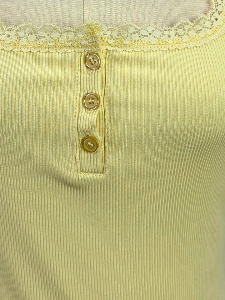 Yellow Lace Edge Fitted Tank