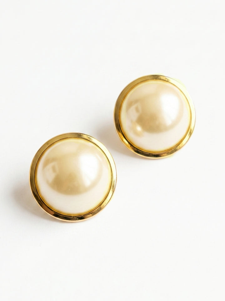 Gold Pearl Metal Earrings