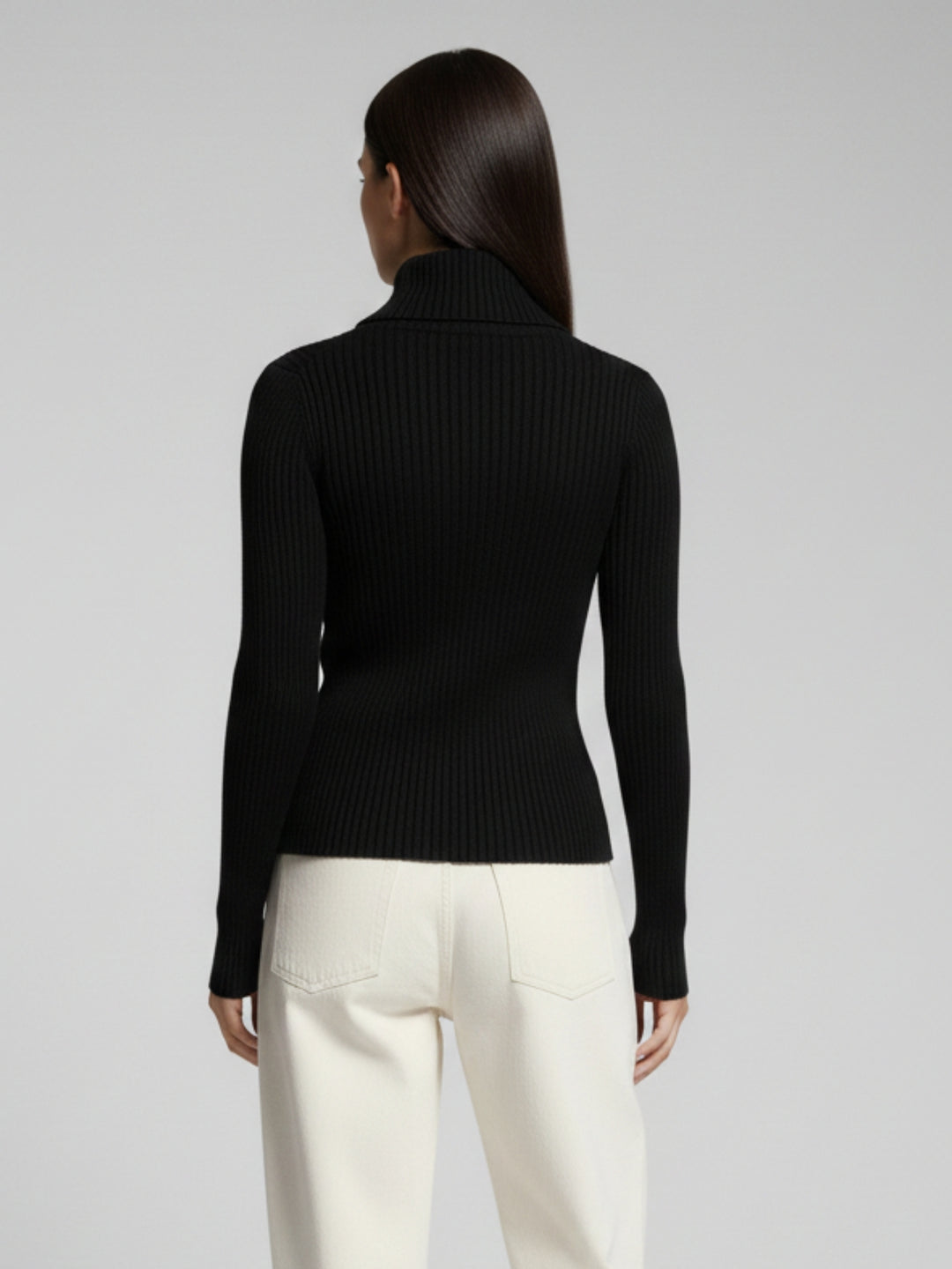 Black Full Sleeve Half Zipped Sweatshirt