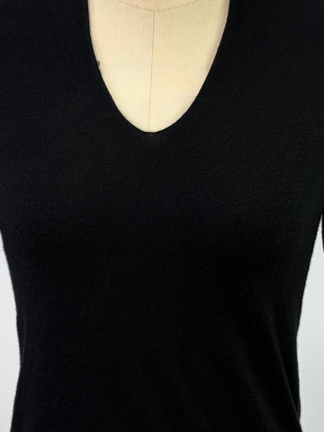 Black V Notch Neck Fitted Top