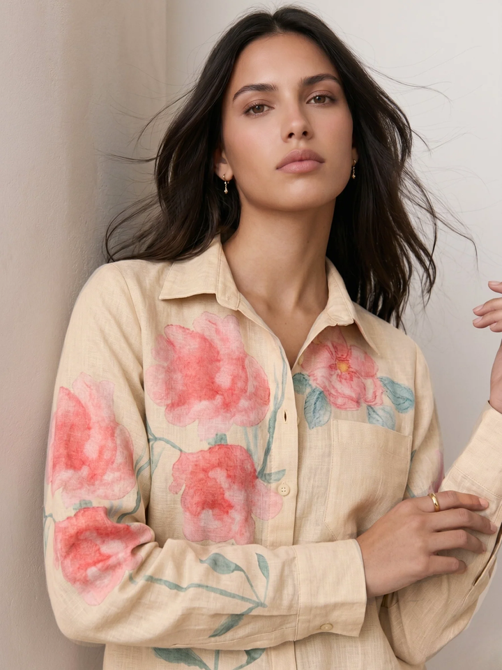 Beige Placement Printed Shirt