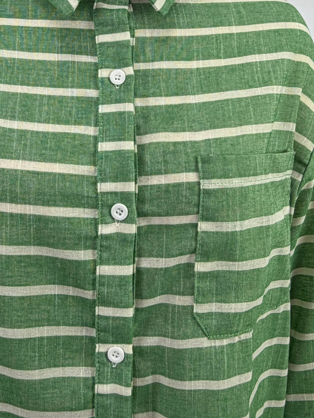 Green Button Down Striped Shirt