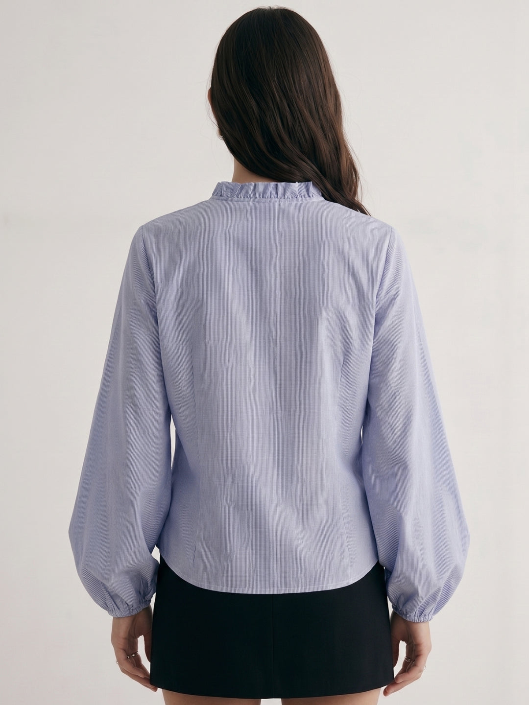 Blue Ruffle Edge Detail Top