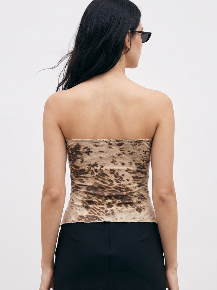 Multi Printed Tube Top With Metal Trim And Key Holes
