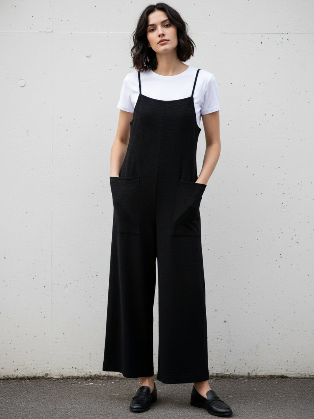 Black Double Spaghetti Strap Jumpsuits