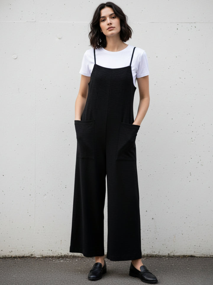 Black Double Spaghetti Strap Jumpsuits
