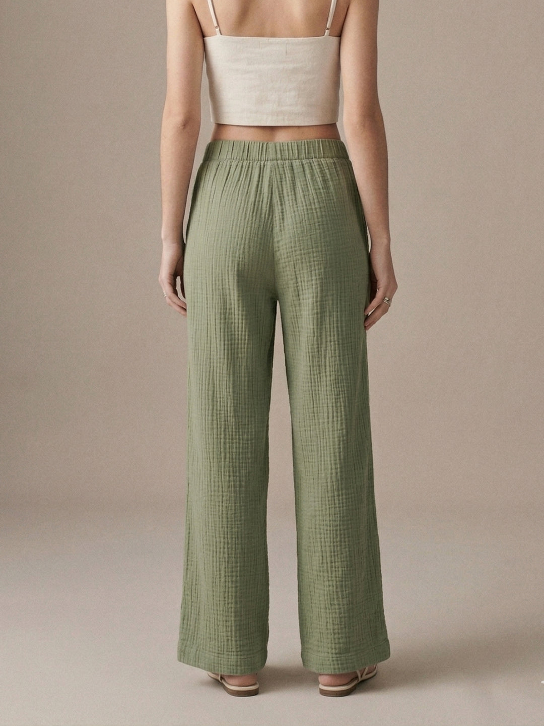 Olive High Waist Wide Leg Trousers