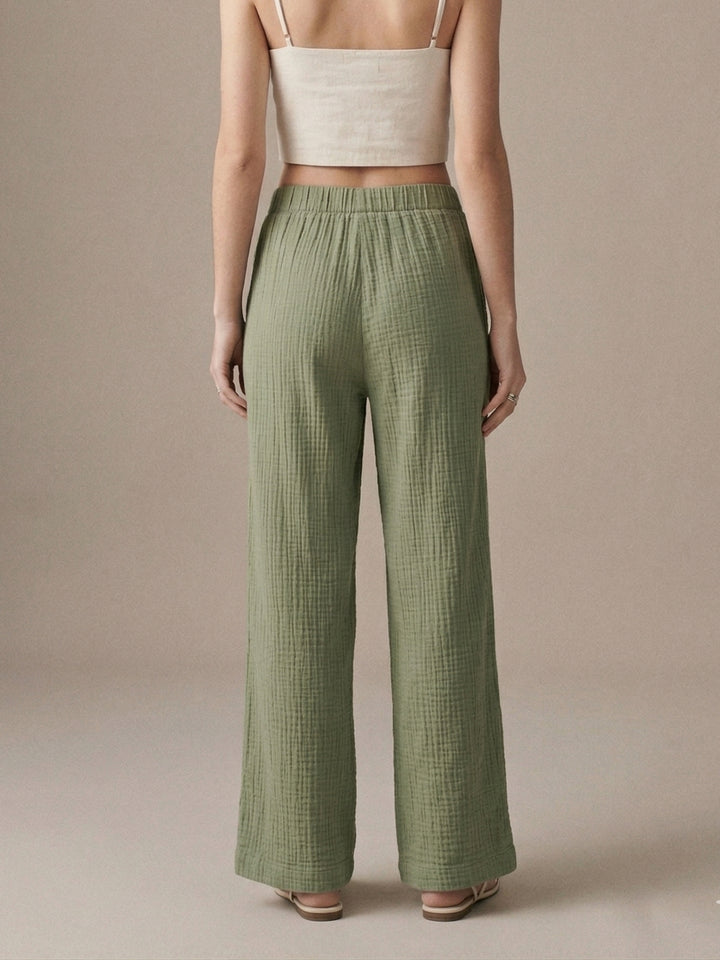 Olive High Waist Wide Leg Trousers