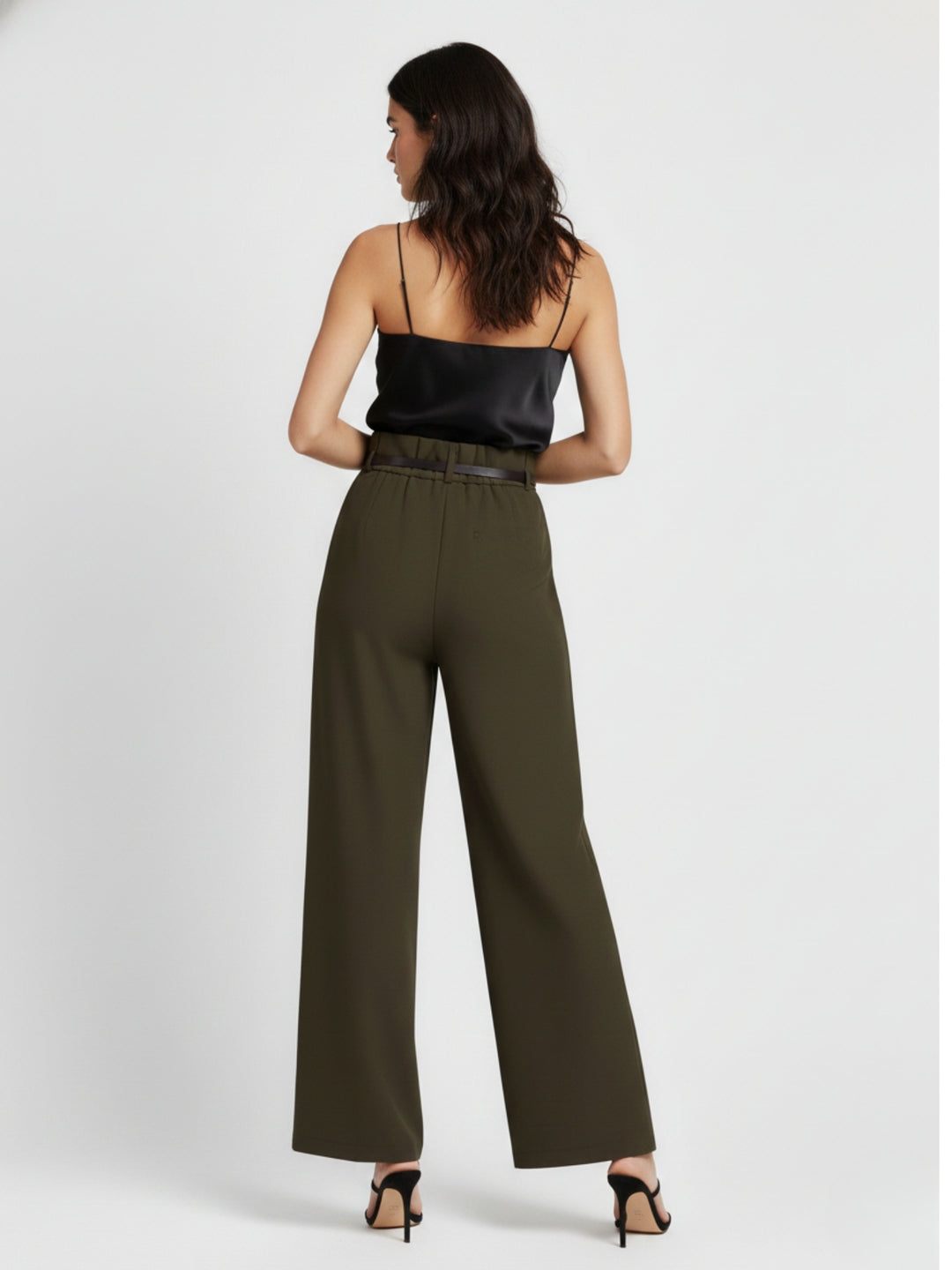 Olive High Waist Front Pleated Pant