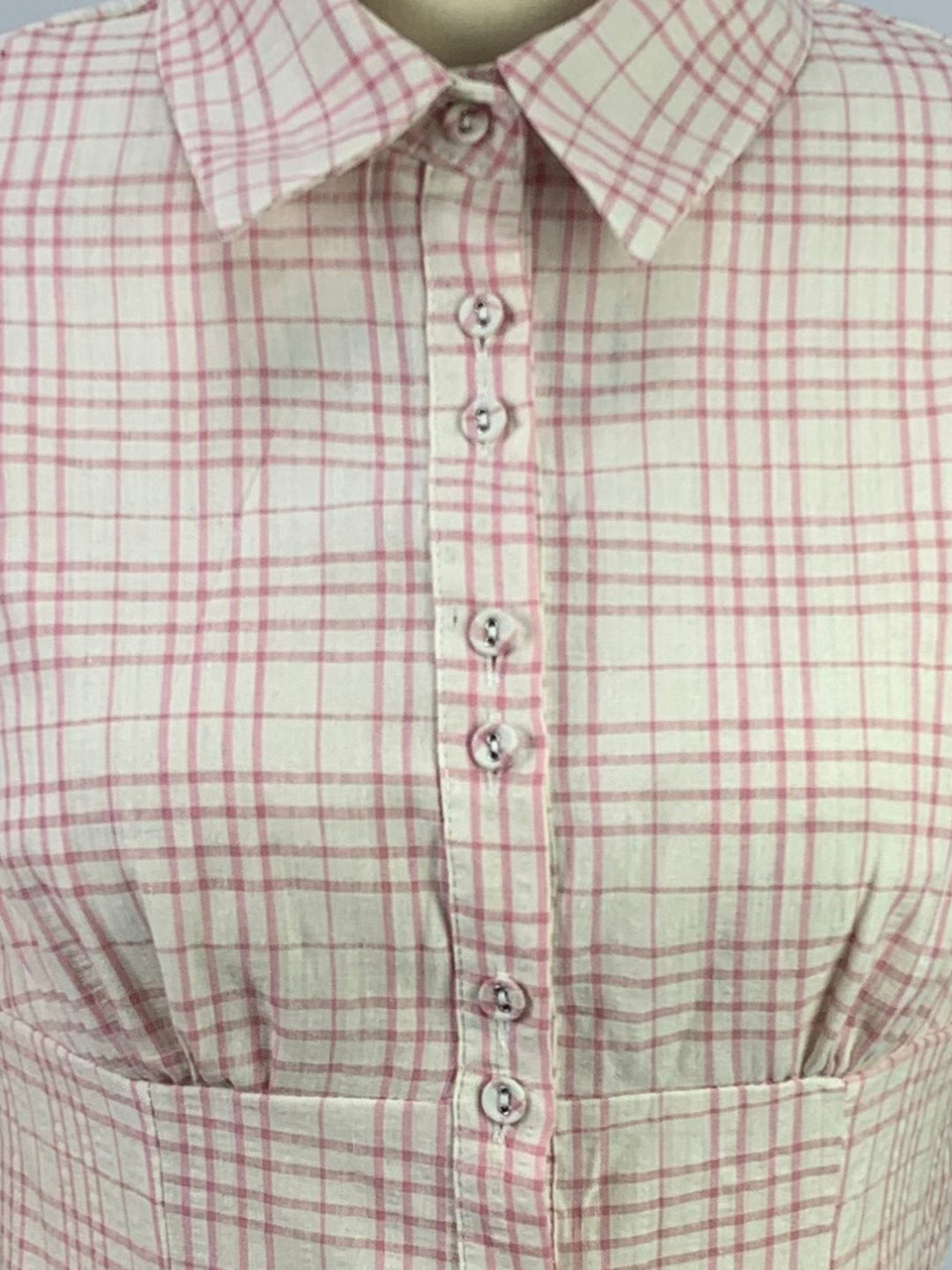 Pink Short Sleeve Collared Front Buttoned Shirt