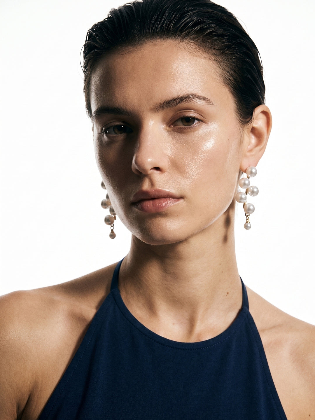 Gold Pearl Metal Earrings