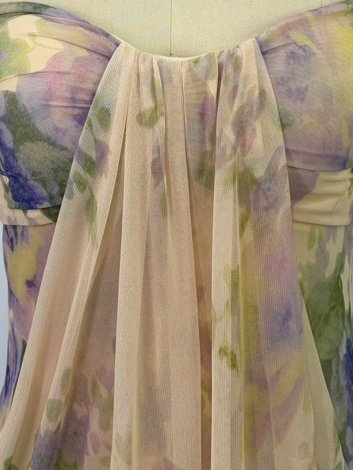 Multi Printed Draped Tube Dress
