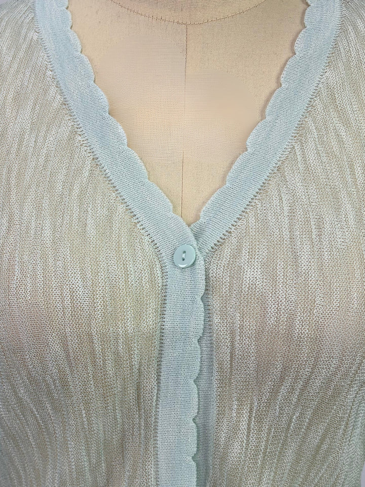 Mint Pointelle Textured Cardigan Styled Top