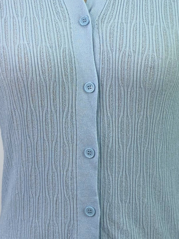 Blue Abstract Textured Cardigan Styled Top