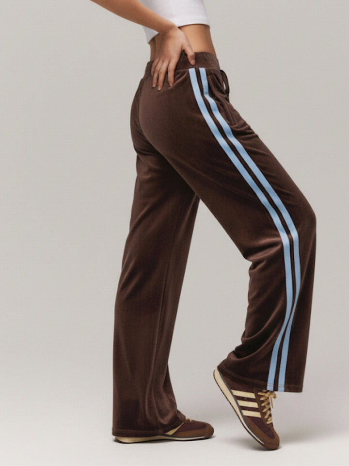 Brown Side Tape Wide Leg Pant