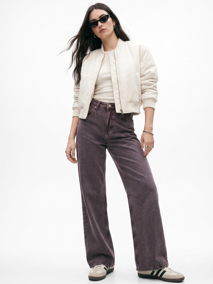Mocha Brown High-Rise Straight Fit Jeans