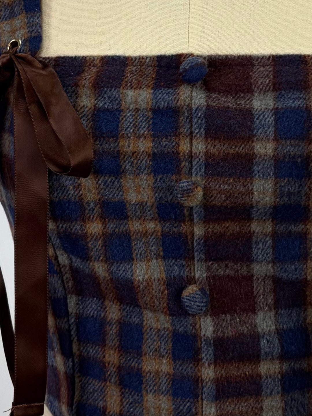 Multi Plaid Patterned Blouse With Tie Up Details