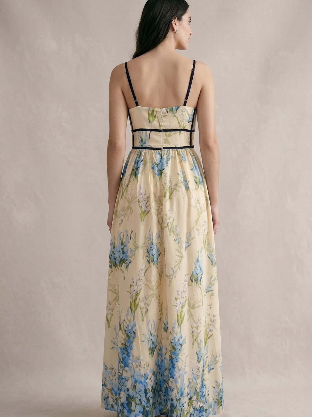 White Spaghetti Strap Floral Printed Dress