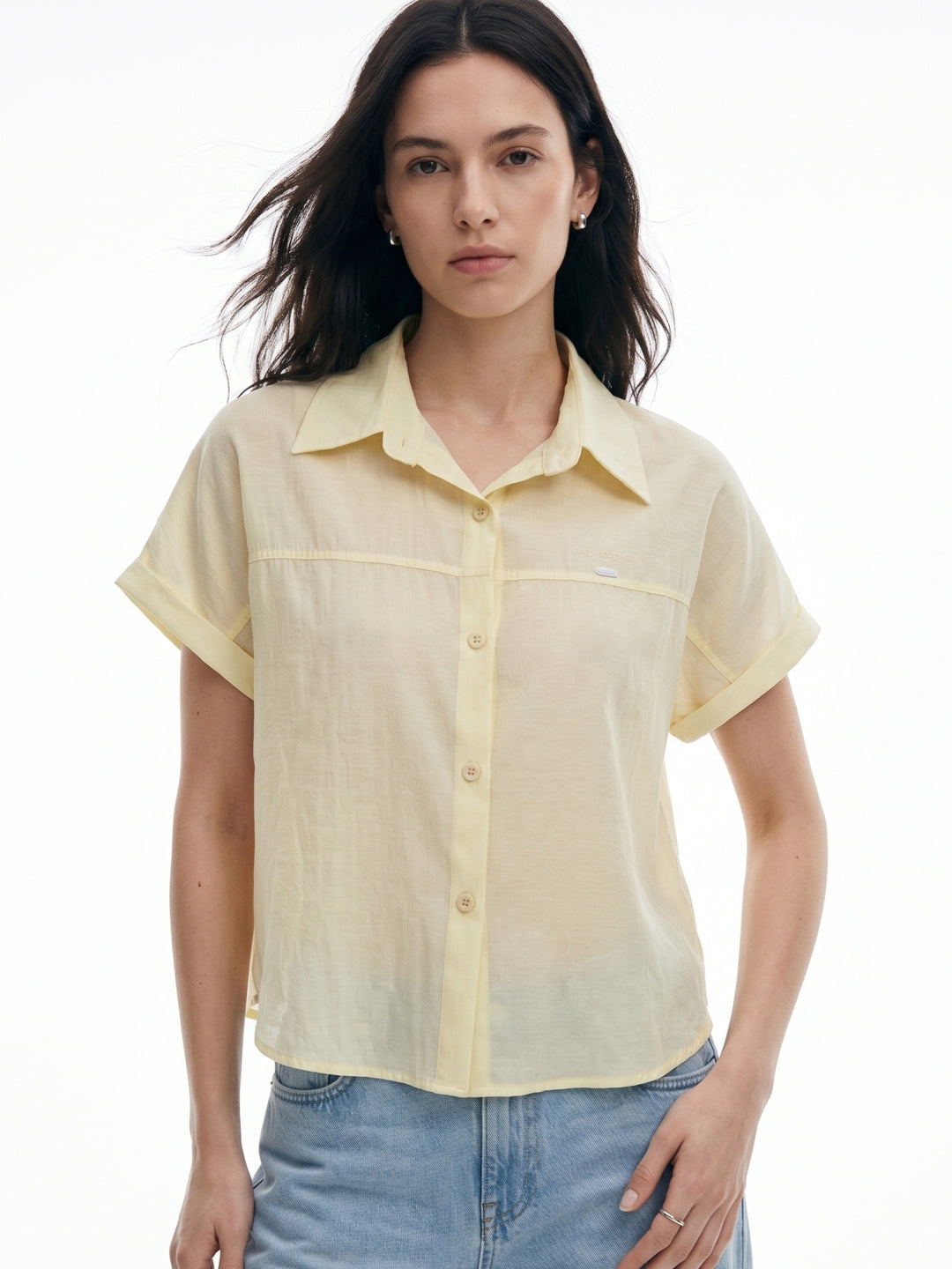 Yellow Short Sleeve Front Buttoned Top