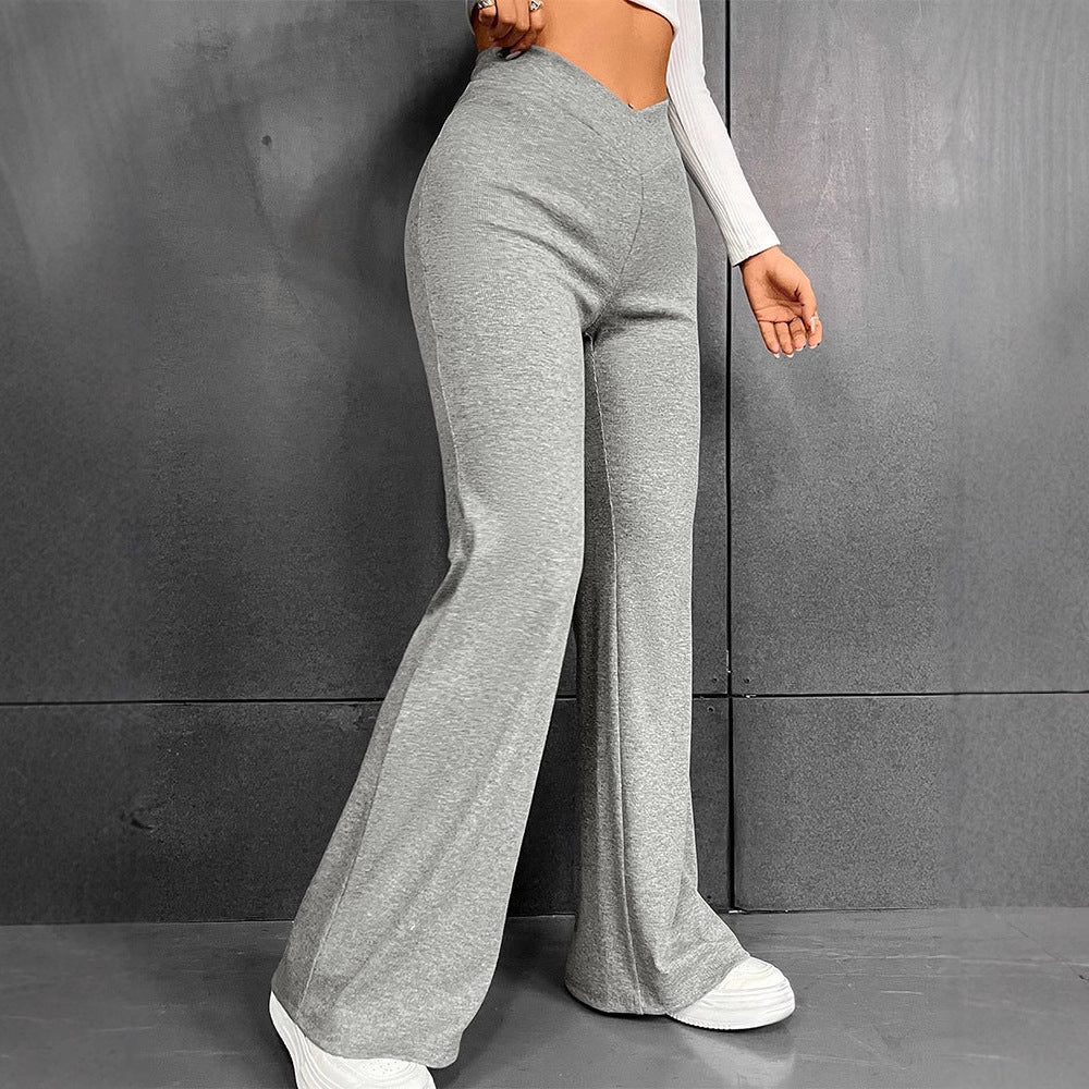 Grey Solid Flared Sweatpants