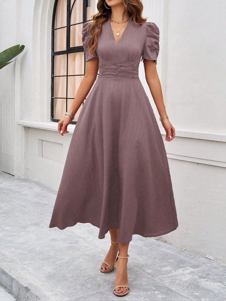 Mauve Fit And Flare Midi Dress