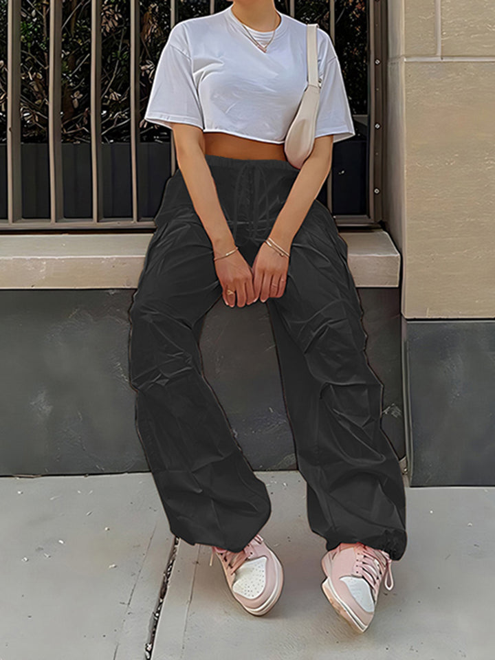 Solid Black Parachute Pants