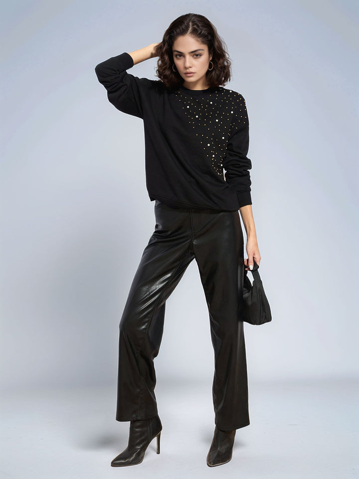Black Full Sleeve Round Neck Sweatshirts