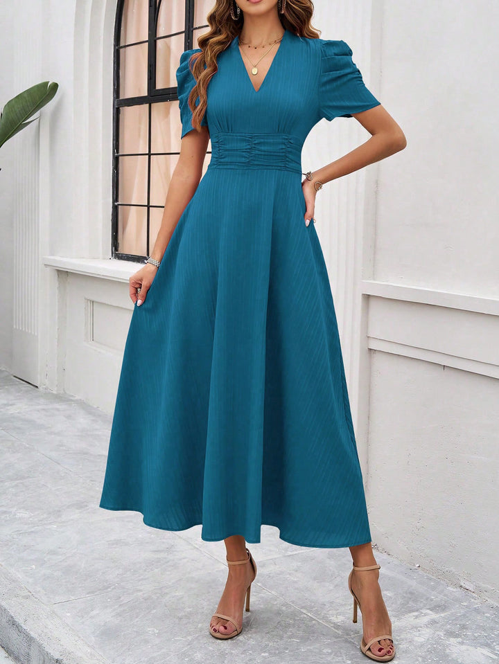 Teal Fit And Flare Midi Dress