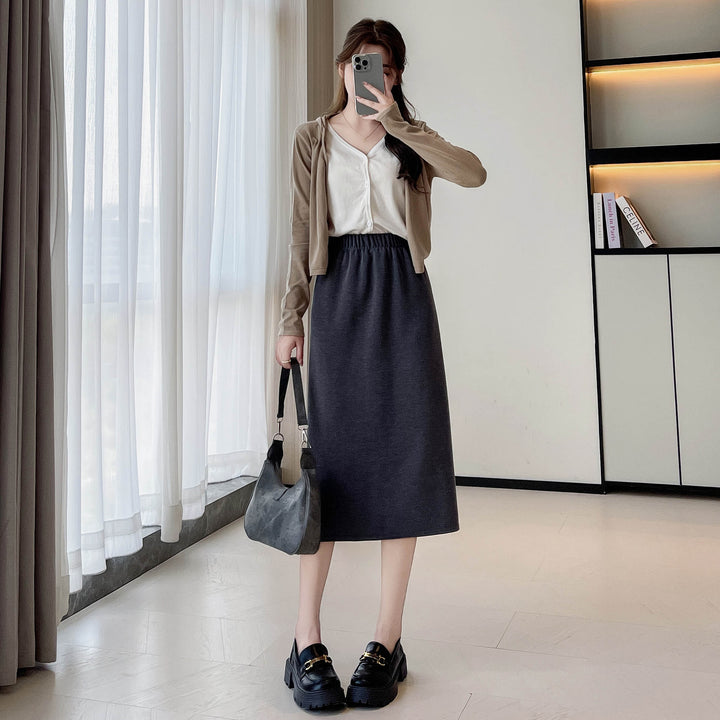 Grey Elasticated A-Line Skirt