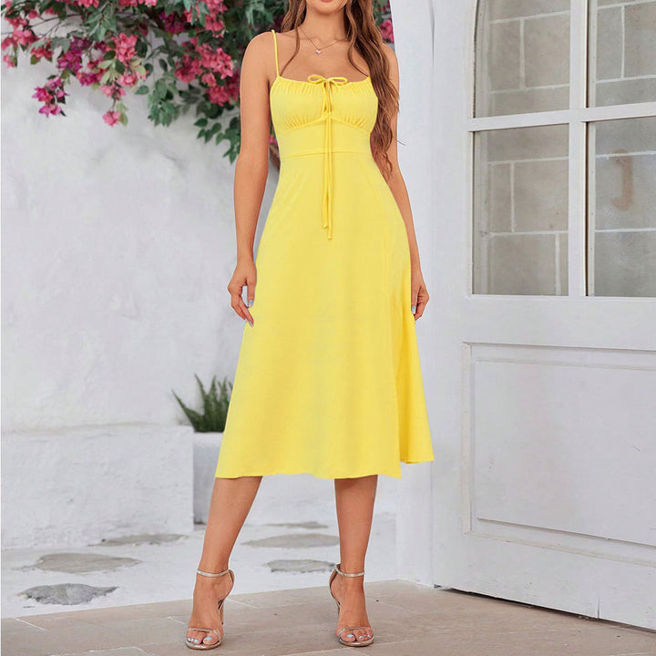 Lime Front Ruched Slit Dress
