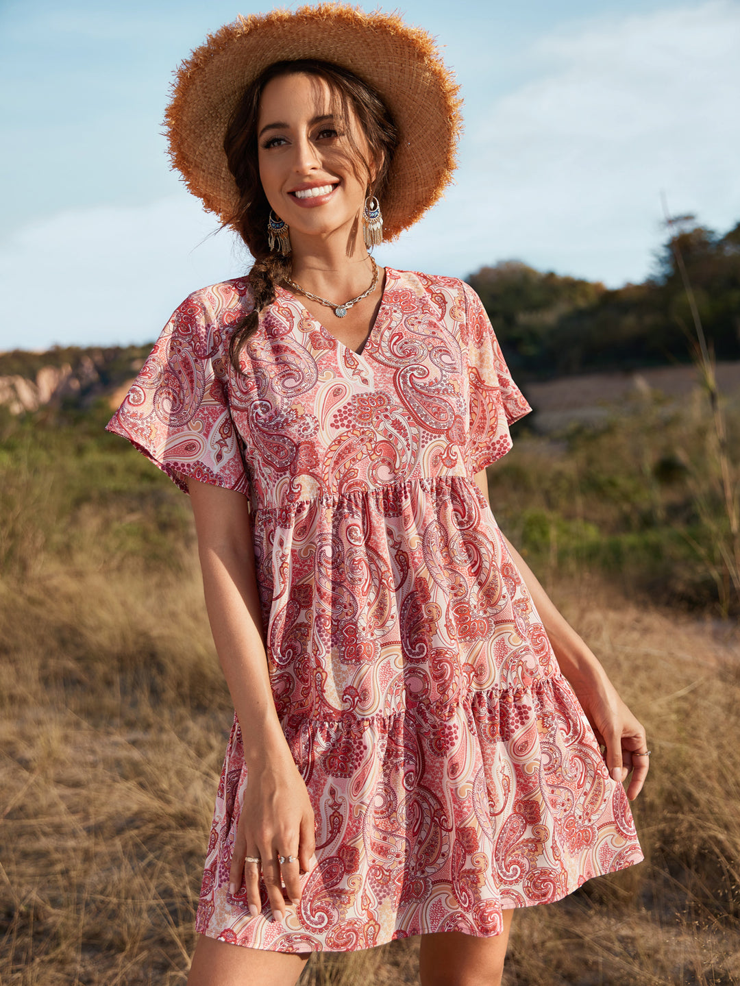 Pink Bohemian Mini Dress