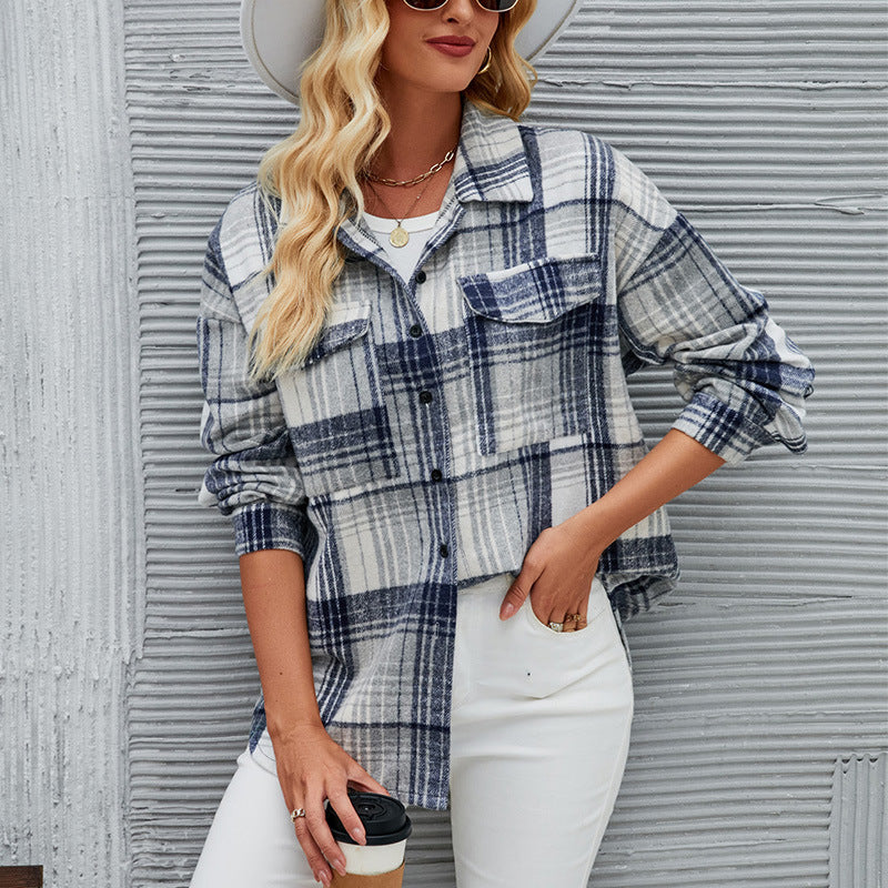 Blue Double Pocket Flannel Jacket