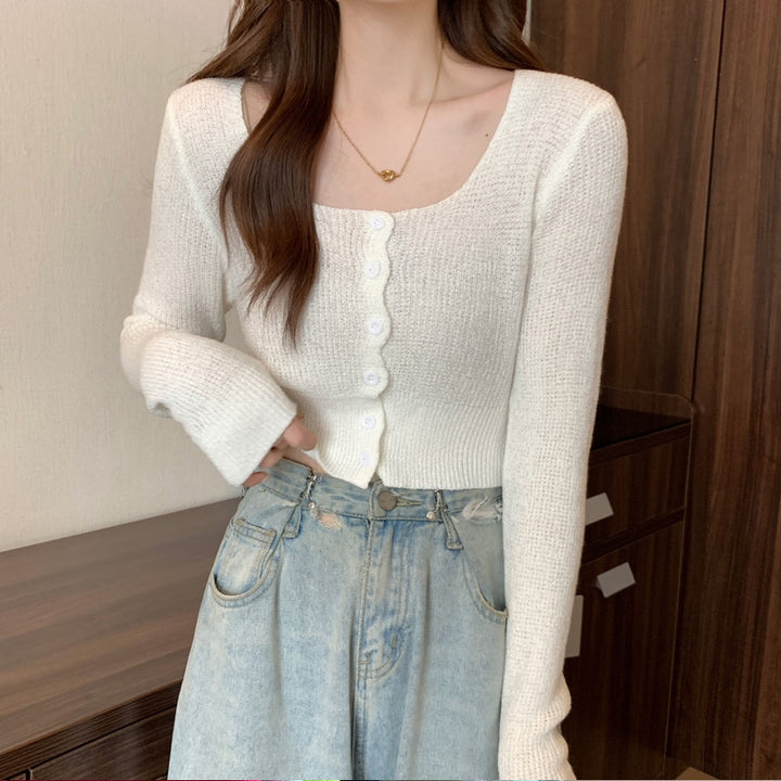 White Scoop Neck Flat Knit Top
