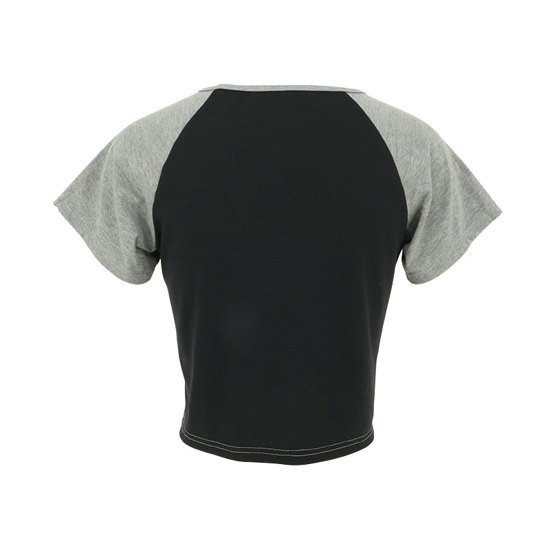 Black Varsity Crop T-Shirt