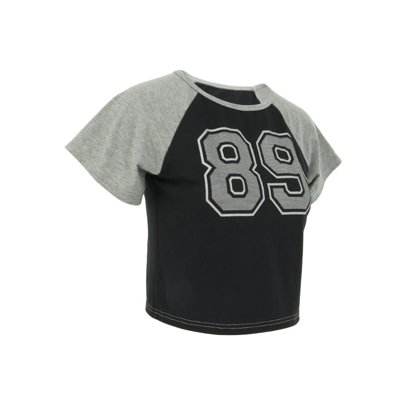 Black Varsity Crop T-Shirt